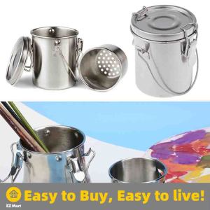 【Fast Shipping】 Stainless Steel Artist Brush Clean Bucket Washer for Oil Painting Brushes Washing Tool Pen Barrel Drawing Art Supplies Stainless-Brush-Cleaner