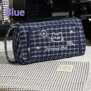 1Pcs Cute Cartoon Cat Embroidery Pencil Case Large Capacity Student Stationery Storage Bag Pencil Bag Back To School Supplies