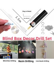 Mini Electric Drill DIY Handcraft Resin Hole Puncher Keychain Pendant Decorations Cute Particle Glue Drip Box Car Hanging Ornaments