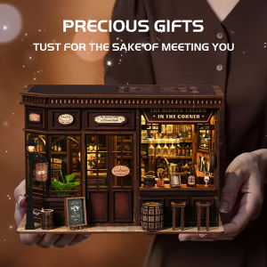 New Corner Bistro Miniature DIY Book Nook - 3D Wooden Puzzle Craft Kit Christmas & Black Friday Micro Scene Model Gift