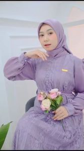 DRESS ELMIRA BY ANNUR SANTORINI MIX BRUKAT VIERU TERBARU PESTA BISA COUPLE MOM GIRL