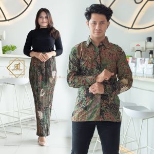 Baju Batik Couple Kemeja dan Rok Plisket Aurel Pink Couple Kemeja Kondangan Rok Plisket Set Couple Pasangan