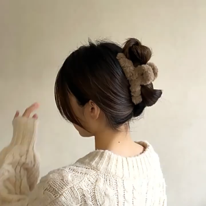 JR-A001 Jepitan Rambut Salon Slim Bulu Halus Jedai Wanita Bahan Bulu Lembut Jepit Rambut Silang Gaya Korea Warna Soft Aksesoris Rambut