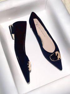 Black Gentle Flat Shoes Spring Autumn New Small Design Pointed Toe Slip-On Womens Fashion Single Shoes Soft Leather