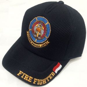 TOPI PEMADAM ( FIRE FIGHTER) FUL BORDIR COSTUM