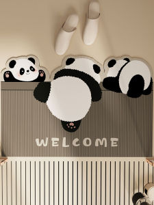 Absorbent Non-Slip Bathroom Mat Panda Shower Room Home Floor Carpet Easy to Clean Bathroom Door Mat Modern Simple Style Rug