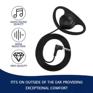 D Shape Soft Ear Hook Earpiece 3.5mm Single Earpiece Earphones Noise Isolating Headphone for Security Hotel No Mic