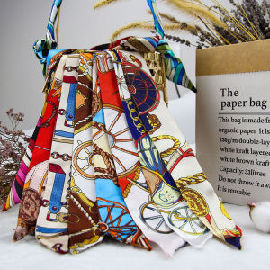 Small Scarf Long Narrow Silk Scarf Elegant Hairband Gift Box Summer Season Colorful Satin Fabric Bows for Bags Accessories