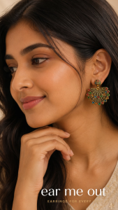 [SG] Vintage Peacock Fan Earrings | Multi-Colour Statement Earrings | Bohemian Gold Drop Earrings | Festival Earrings | ear me out (EMO-57)