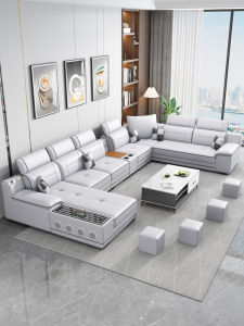 Modern Simple Style Latex Technology Fabric Cat Scratch Proof Sofa Living Room U-Shape Combination Non-Washable Adult Suitable