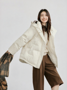 HOPESHOW | High-Down Casual Hooded Short Coat