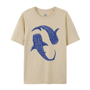 Blue Whale Shark Simple Printing T-Shirts Women Summer Cotton Tops Comfortable O-Neck Oversized T Shirt Casual Womans Clothes