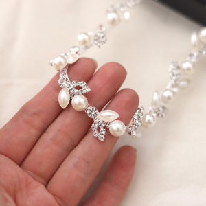 High Quality Pearl Leaf Rhinestone Chain Silver Bottom DIY Clothing Accessories Hand-Stitched Shoes Hats and Other Decorations