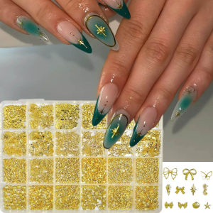 1 Hộp Trang Trí Móng Tay Hình Cá Ngựa Mini Vỏ Sò Mạ Vàng Đồng Hợp Kim Hình Bướm Sao 3D Charm Trang Trí Tự Làm Thiết Kế Sinh Vật Biển Giả