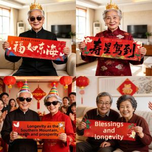 XIHUDIE | Longevity Birthday Decoration Red Banner