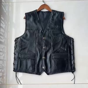 New Men's Punk Biker Vest & Retro Metal Button Sleeveless Jacket