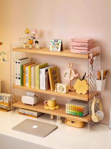 ตู้หนังสือพลาสติกอะคริลิกสำหรับโต๊ะทำงานหลายชั้น จัดระเบียบสำหรับบ้านและออฟฟิศ ขนาดเล็ก เหมาะสำหรับนักเรียนและนักศึกษา