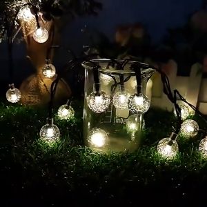 Lampu Taman Pohon Hias Solar Panel Lampu Gantung Lampu 20 LED hias Raindrop Tenaga Surya Led 4.8Mtr String Wedding Dekorasi Pesta Outdoor avvet