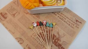 50Pcs/set Mini Toothpick Party Christmas Customized Package Design Banner Hamburger Cupcake Decoration Disposable Bamboo Stick