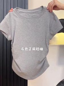 ชุดกระโปรงสั้นสีขาวสไตล์ฝรั่งเศส ชุดกระโปรงสั้นทรงเค้ก แขนสั้น สีเทา ชุดสองชิ้น แฟชั่นฤดูร้อน กระโปรงสั้นทรงเอ ชุดกระโปรงสั้น