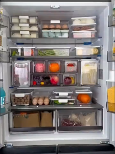 Food Storage Freezer Container with Lid - Transparent Stackable Labeled 450ml to 2100ml Kitchen Storage & Accessories