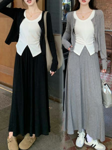 Long A-Line Modal Skirt Womens Autumn Winter Slimming High Waist Draping Half Body Skirt Cover Hip Rice Noodle Skirt