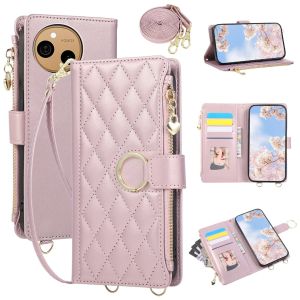 Quilted Zipper Wallet Phone Case For Sharp Aquos R8 R9 R9Pro R10 Sense 4 6 7 9 9 10 Wish 3 4 5 Crossbody Strap Card Holder Cover