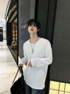 DAVID&ME | Large U-Neck Long Sleeve 2026 New Summer Simple Korean T-Shirt
