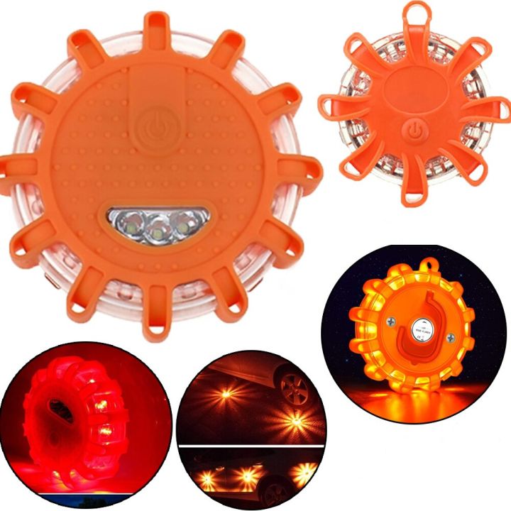 8 12led Flares Emergency Lights Roadside Safety Beacon Disc Flashing