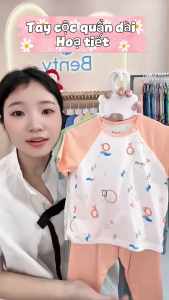 Bộ áo cộc chéo quần dài BENTY họa tiết chất vải cao cấp cho bé đồ bộ trẻ em mặc ngủ điều hòa