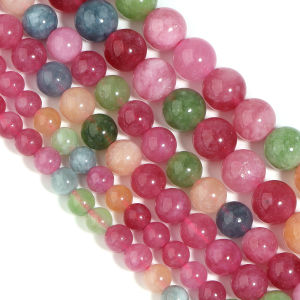 6/8/10mm Colorful Tourmaline Beads Round Crystal Natural Stone Beads Loose Spacer Bead For DIY Jewelry Making Necklace Bracelet