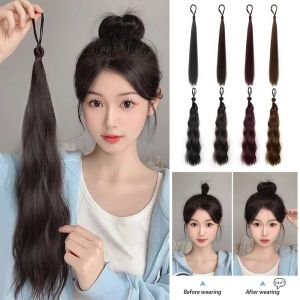 ผมม้วนเป็นก้อนกลมสำหรับผู้หญิงวิกตัวตลกเป็นชิ้นหัวทรงดอกไม้ด้านบนผมวิกผม Updo พิเศษกระเป๋าเครื่องประดับผมขี้เกียจ