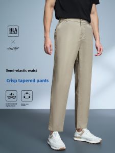 Quần Âu Công Sở Nam HLA Thoải Mái Màu Trơn Mùa Xuân Hè Quần Dài Ống Đứng Cạp Vừa Thương Hiệu HLA Cotton Polyester