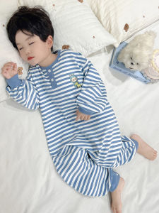 Boys Spring Autumn Long Sleeve Pure Cotton Romper Sleepwear Anti-Kick Sleep Bag Childrens Home Clothes Cartoon Design
