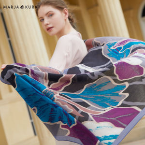 Red Woolen Scarf Shawl by Marja Kurki for Women Winter Mom Style Gift Box Multifunctional Lightweight Warm Plant Floral Print