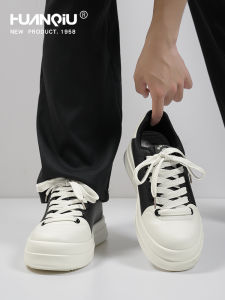 HuanQiu Mens Derby Shoes Thick Bottom Fashionable Large Head Casual Sneakers Retro Sporty Trendy Footwear for Youth