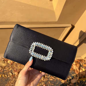 Ugals French Shiny Diamond Studded by Hand Diamond Silk Silks and Satins Wallet Mobile Phone Bag Dinner Clutch Messenger Bag