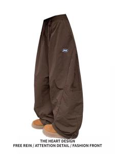 Street Style Fleece Lined Wide Leg Workwear Pants Womens Early Spring New Design Versatile Trousers with Big Pockets Casual Pants