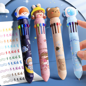 Cartoon Style Multicolor Ballpoint Pen Quick Dry Bullet Tip Writing Tool for Note Taking Student Essential Combine Multiple Pens