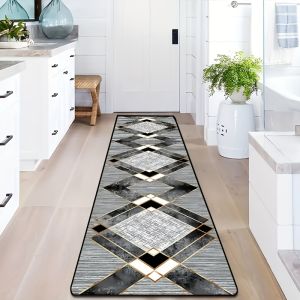 VIKAMA Geometric Luxury Rug: Durable and Machine-Washable—Perfect for Entryways Hallways Laundry Rooms and Home Decor