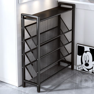 ตู้รองเท้าแบบบางพิเศษหลายชั้นสำหรับใช้ในบ้าน ตู้รองเท้าขนาดเล็ก ประตูบ้าน จัดระเบียบพื้นที่ง่ายๆ ชั้นวางรองเท้า