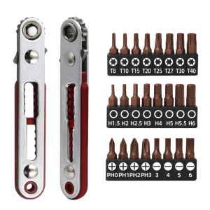 Right Angle bidirectional ratchet screwdriver Socket set Bit 1/4 Hexagon Handle Drive Torx Slot DIY Multifunctional Hand Tool
