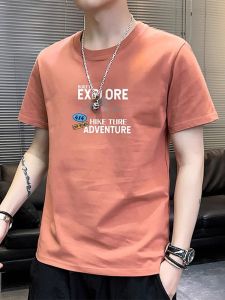 ROMON | Lormen Mens Pure Cotton Short Sleeve T-shirt Summer Thin Ice Silk Breathable Round Neck Chinese Style Casual Half Sleeve Top