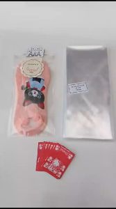 100 Set Plastik OPP Kaos Kaki dan Label Aksesoris Ukuran 11x25