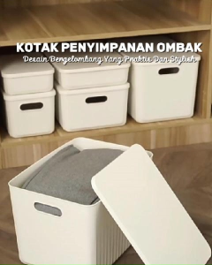 LEORA Kotak Penyimpanan Plastik Serbaguna 6 PCS Storage Box Dengan Tutup  Container Organizer Keranjang