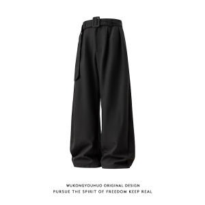 WUKONGYOUHUO | Quần Dài Họa Tiết Vải Linen Form Rộng Thoáng Mát