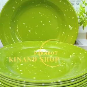 12 PCS Piring melamin makan 9 inch piring motif bintik kristal mewah melamin tebal