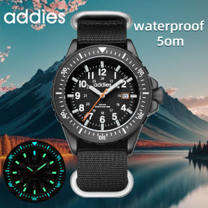 ADDIES 2026 New Mens Sports Quartz Watch Nylon Strap Swimming Waterproof Watch Tubular Luminous Outdoor Fashion Quartz Watch