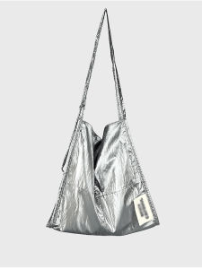 Large Capacity Silver Tote Bag Womens Fashion Commuter Single Shoulder Bag Crossbody High-End Shopping Bag Daily Use