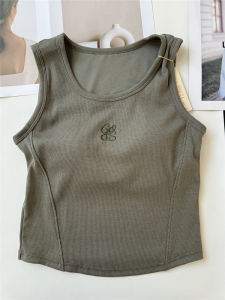 Spring Summer New Modal Strap Vest Women with Chest Pad Beautiful Back Small Chest Gather Slimming Embroidery Underwear Top Women